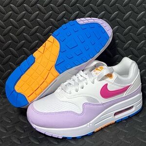 Nike Air Max‎ 1 White Alchemy Pink Photo Blue Lilac Athletic Shoes Womens Size 8